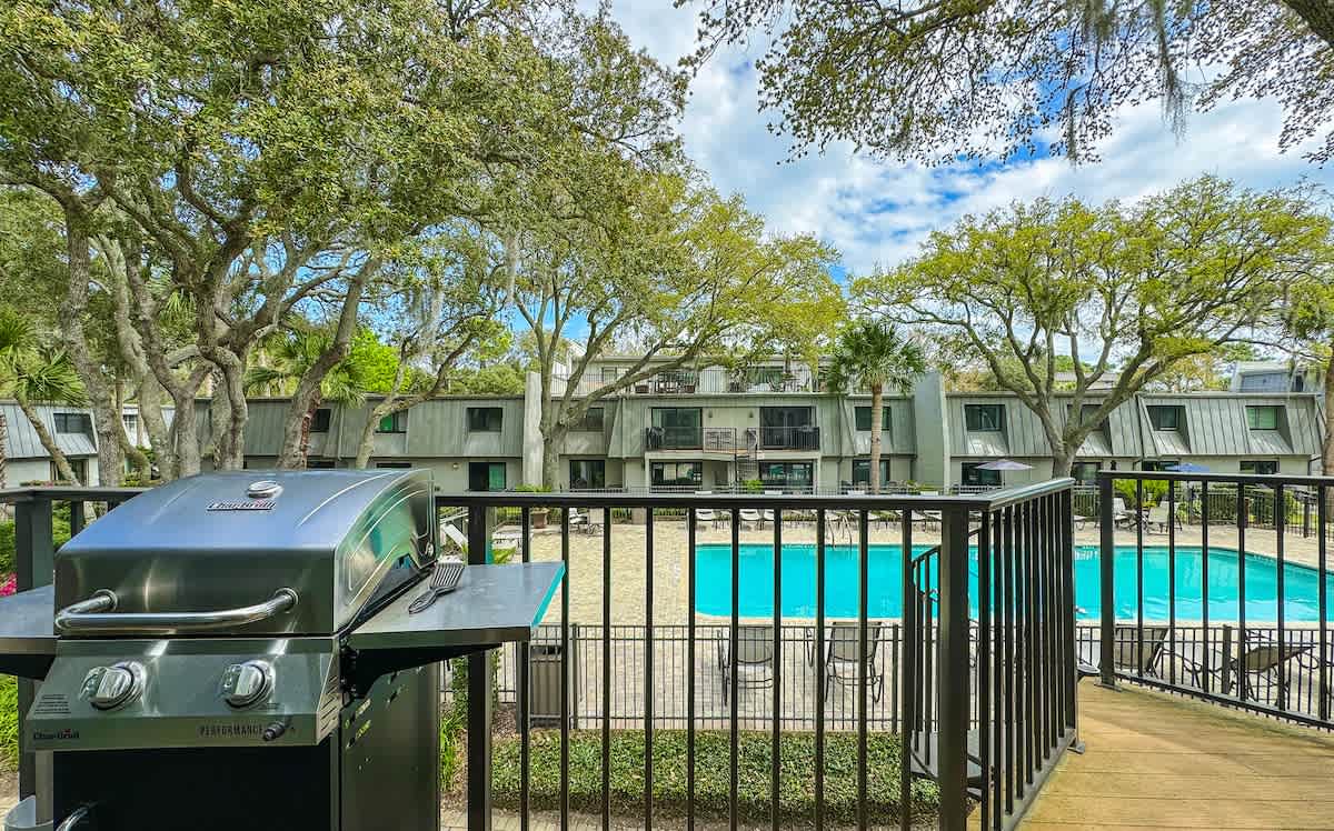 Balcony with Private Grill and Pool Access