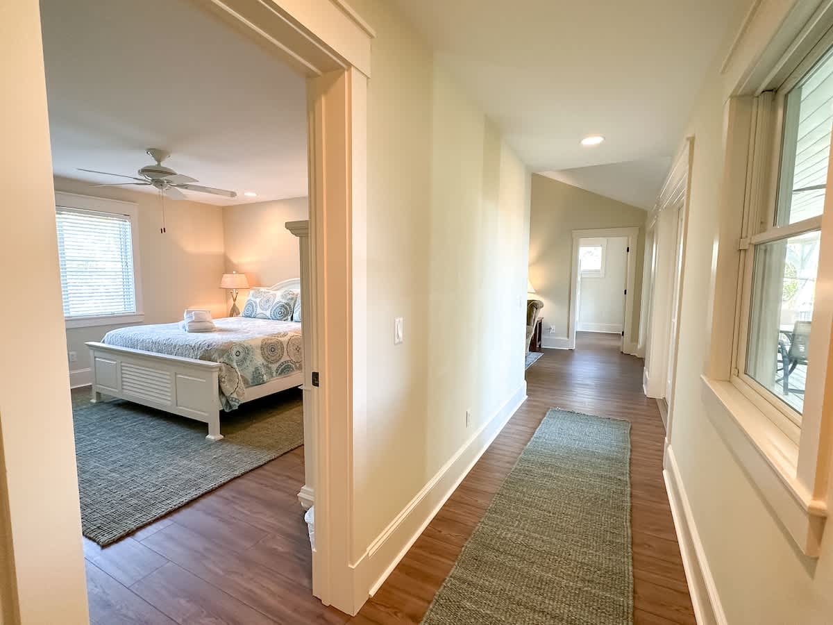 Upstairs King Suite #2 and Hall Towards Upstairs Living Area and
