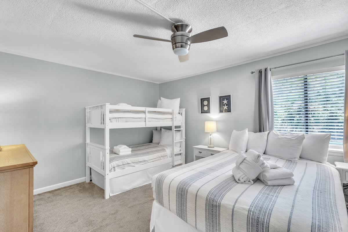 Guest Bedroom with Queen and Bunk Beds