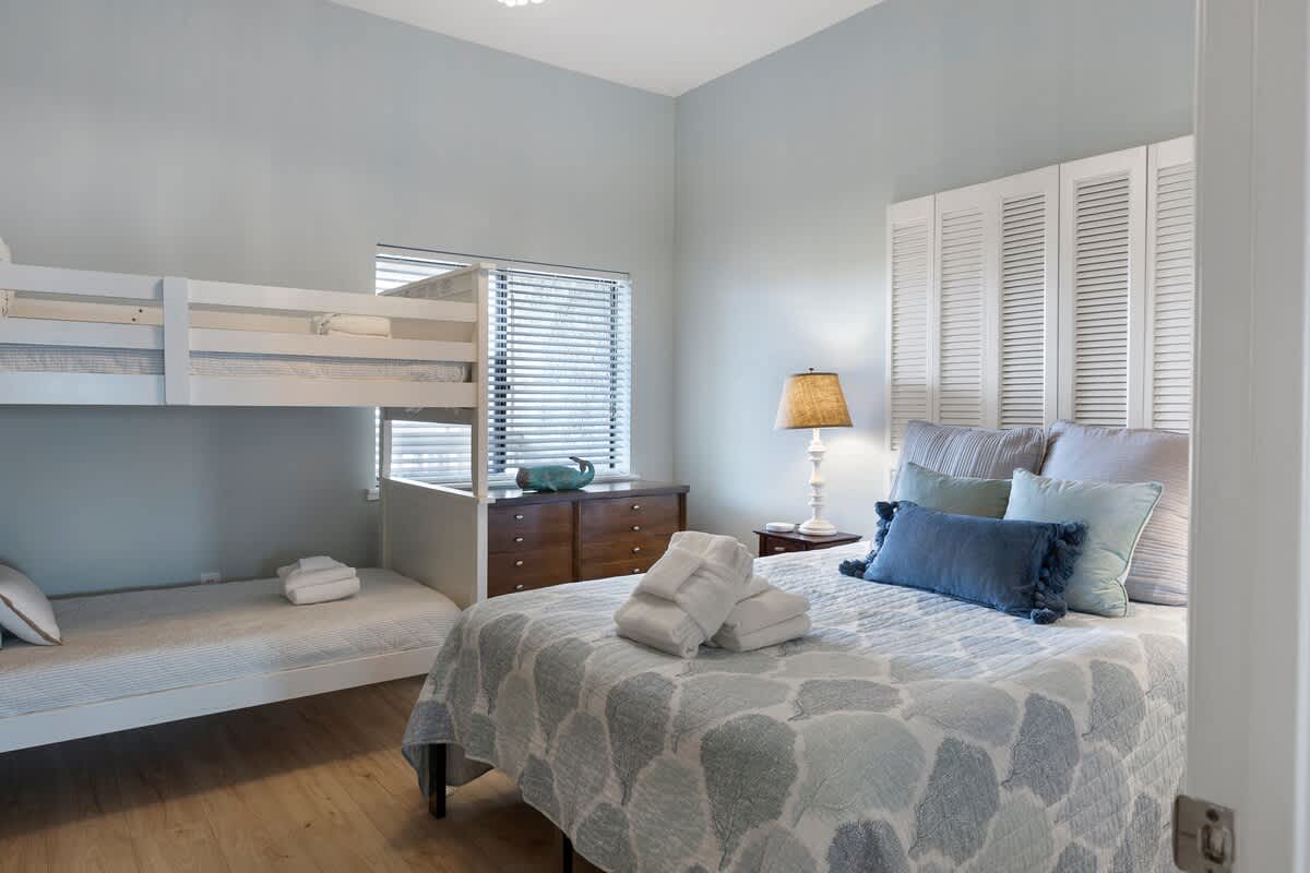 Guest Room with 1 Queen and 1 Twin Over Twin Bunk Bed