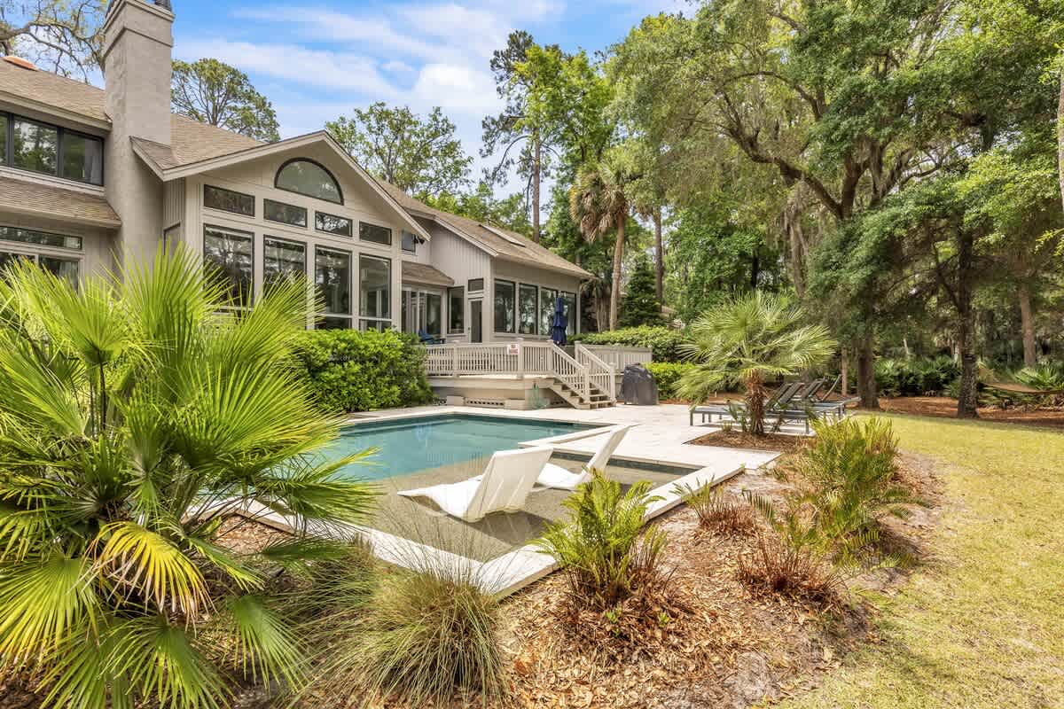 Private Pool and Spa with Waterfront Views of Palmetto Dunes Lagoon