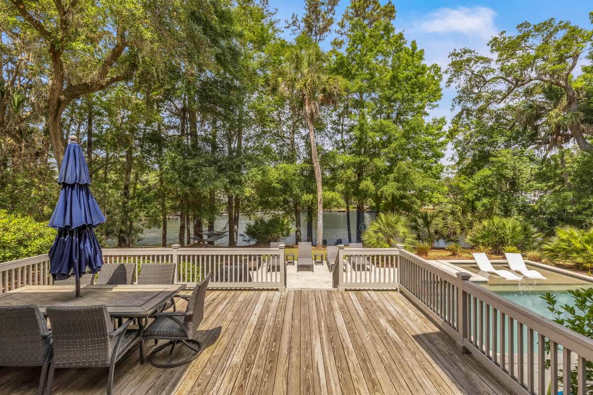 Massive Back Deck with Views of Palmetto Dunes Lagoon