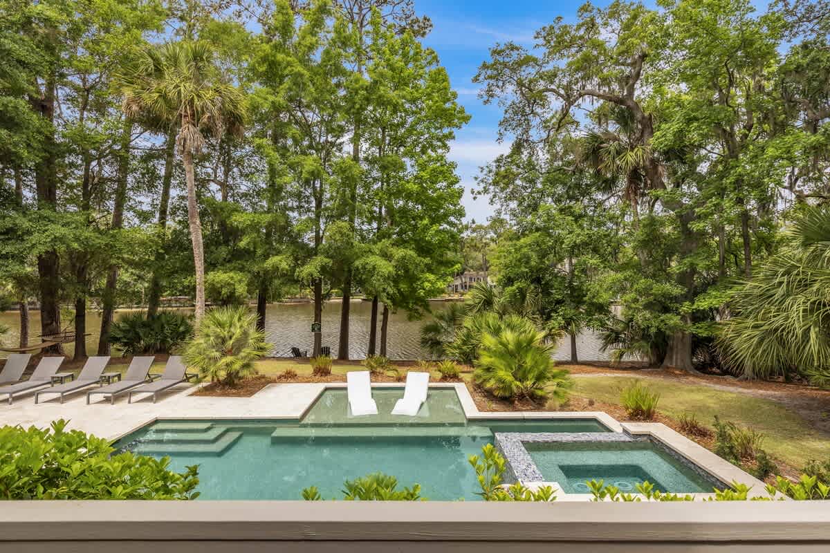 Private Balcony Overlooking Pool and Palmetto Dunes Lagoon