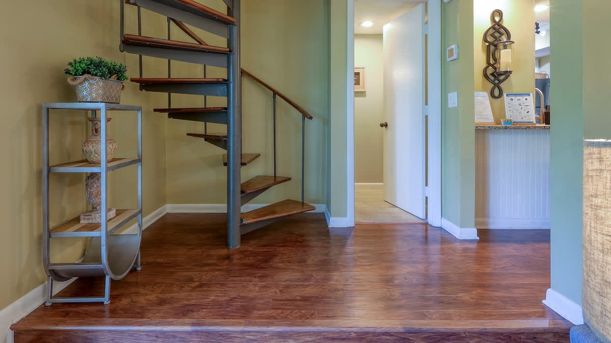 Stairs to Loft Bedroom and Door to Primary Suite