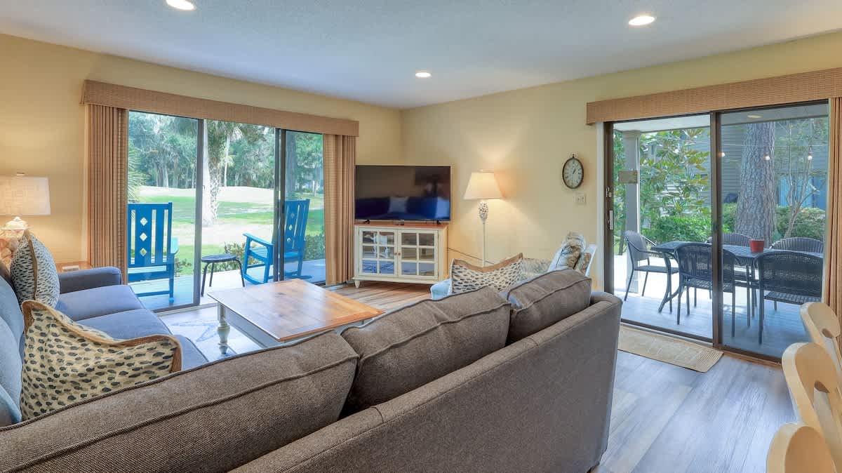 Living Area with Golf Course Views