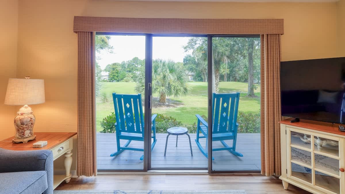 Living Area with Golf Course Views