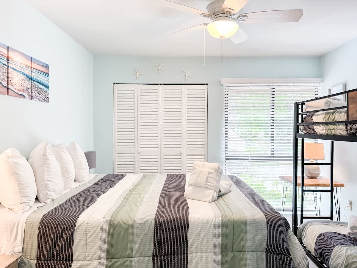 Guest Room with Twin Bunks and Queen Bed