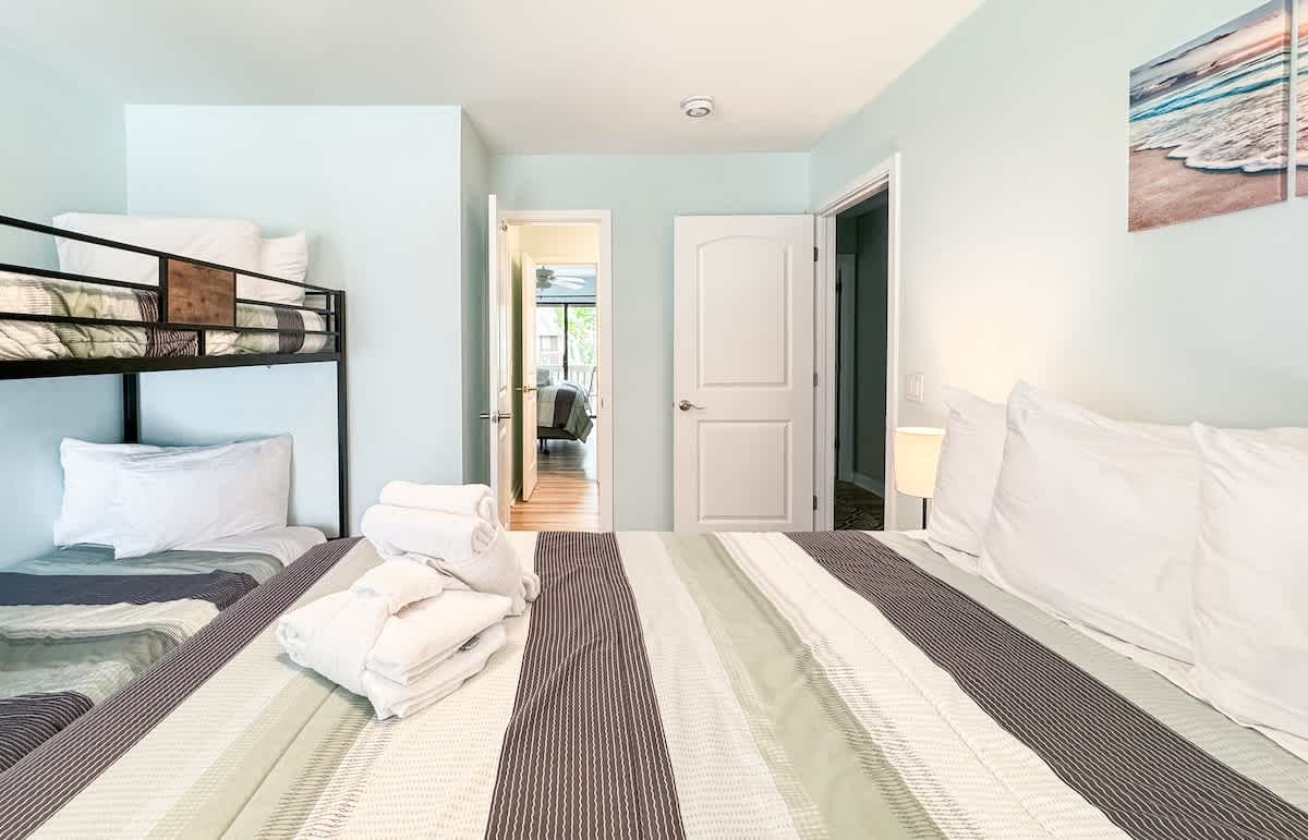 Guest Room with Twin Bunks and Queen Bed
