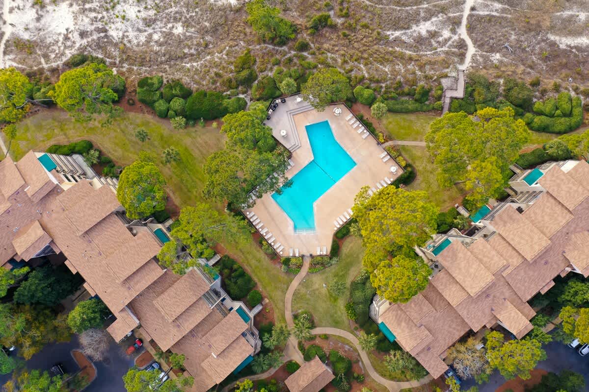 Aerial View of Beachside Tennis