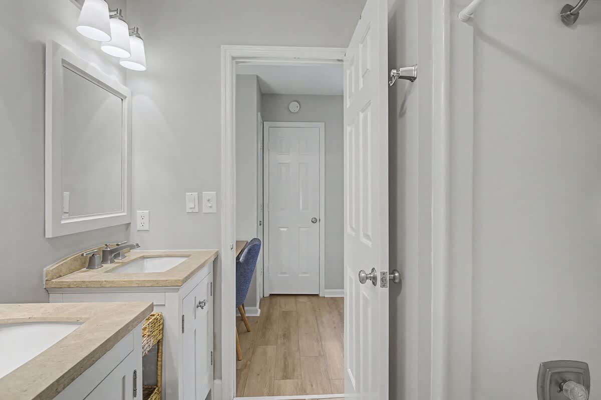 Your bright, modern bathroom features sleek counters and premium fixtures for a refreshing start to each day.