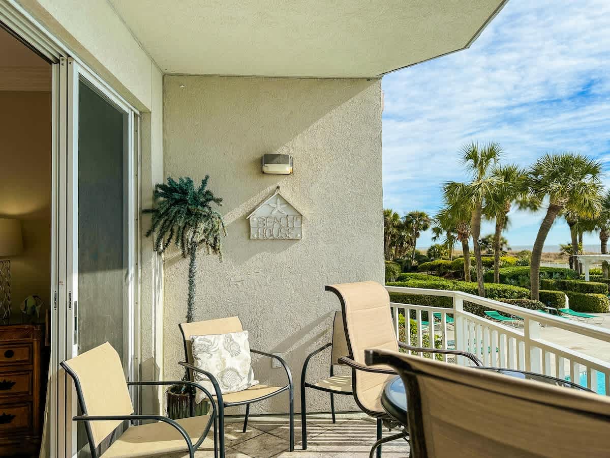 Balcony Overlooking Pool with Ocean View