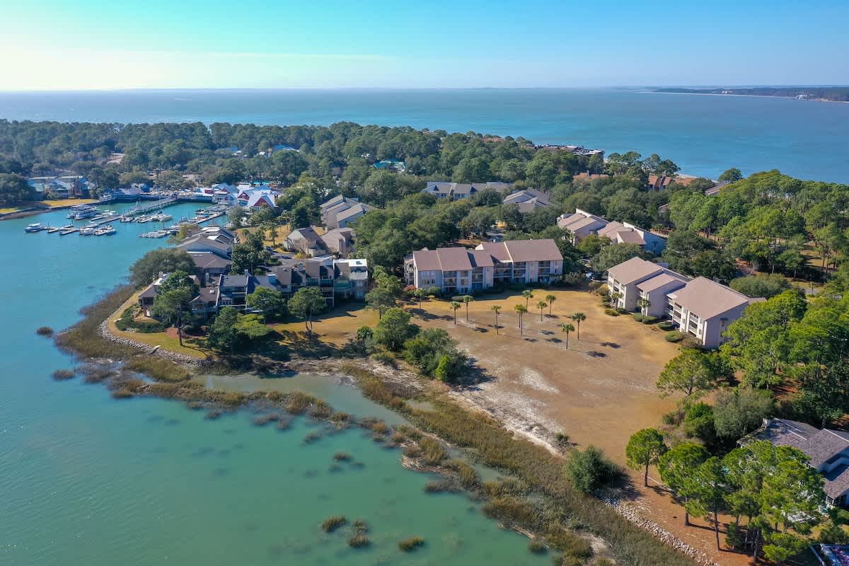 Aerial View of Bluff Villas in The South Beach Marina