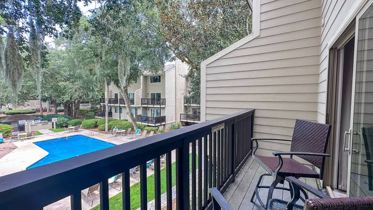 Balcony with Pool View
