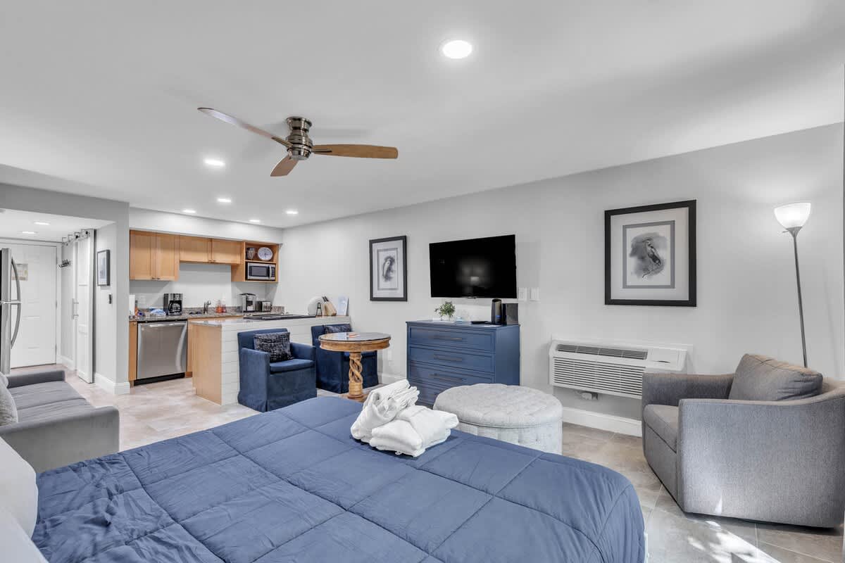 Open Living Space with King Bed