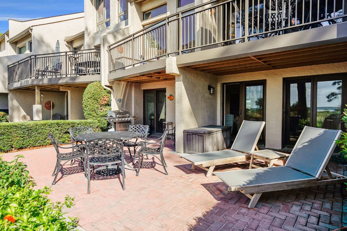 Outdoor Living Space with Beach Access and Grill
