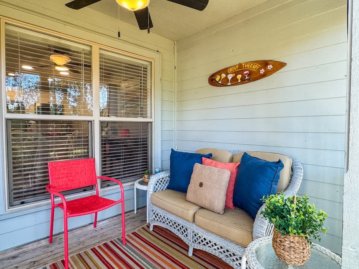 Patio with Grill and Lagoon and Golf Course Views