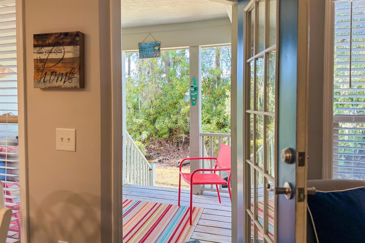 Patio with Grill and Lagoon and Golf Course Views