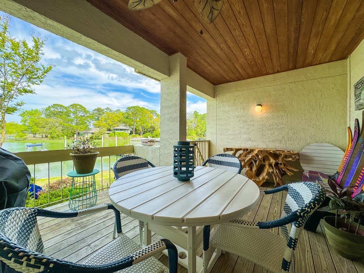 Private Porch with Lagoon Access