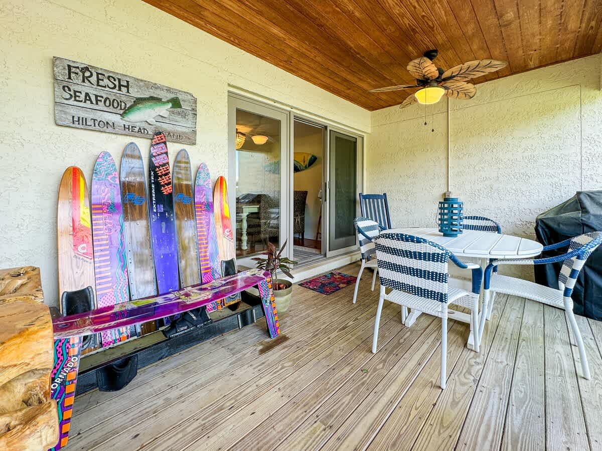 Private Porch with Lagoon Access