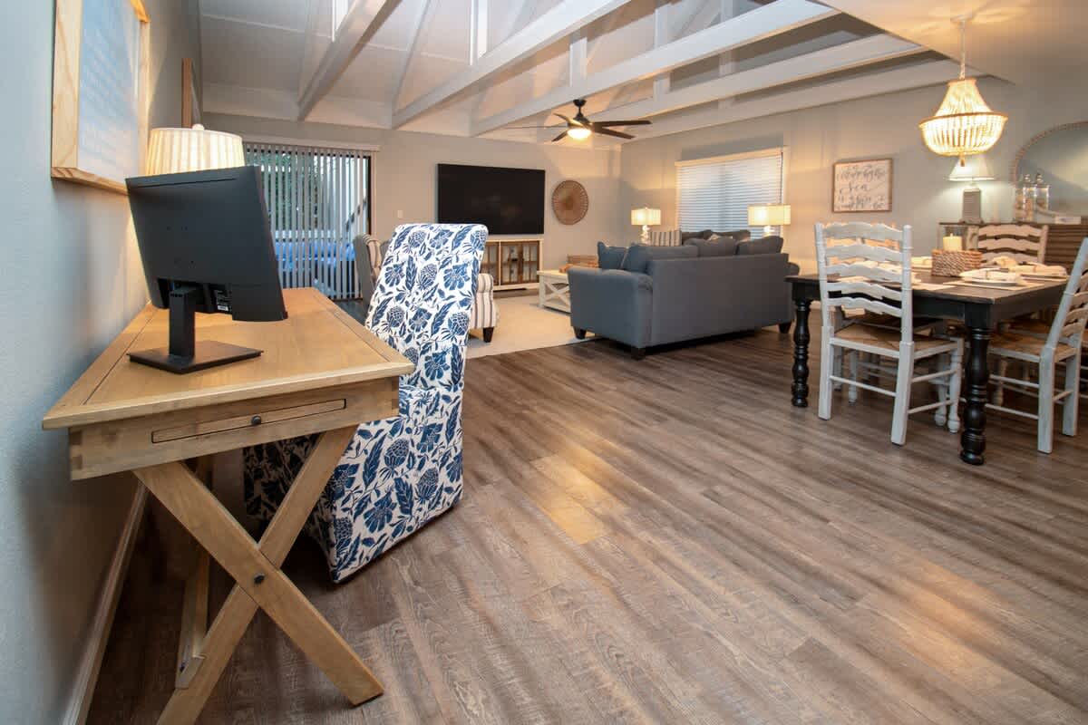 View of Open Living Area & Desk