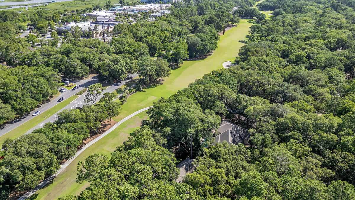 Aerial of Home Overlooking Golf Course