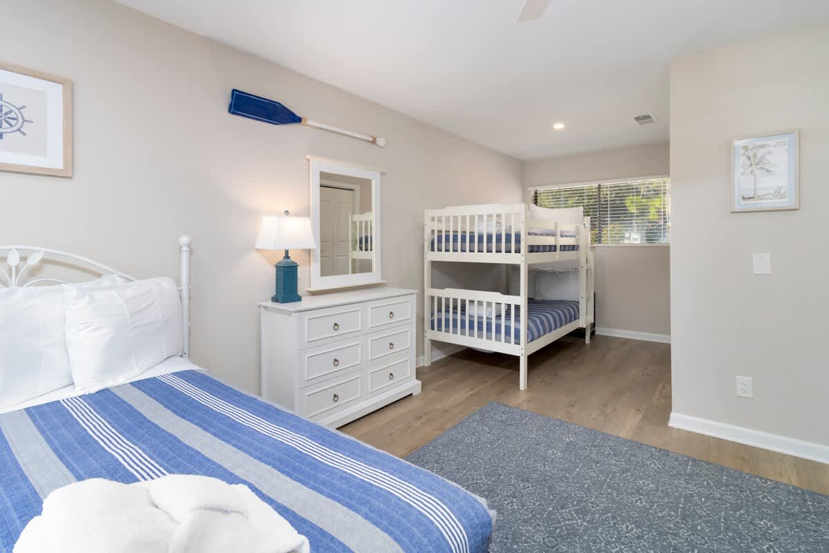 Guest Bedroom with Full Beds and Twin Bunk Bed