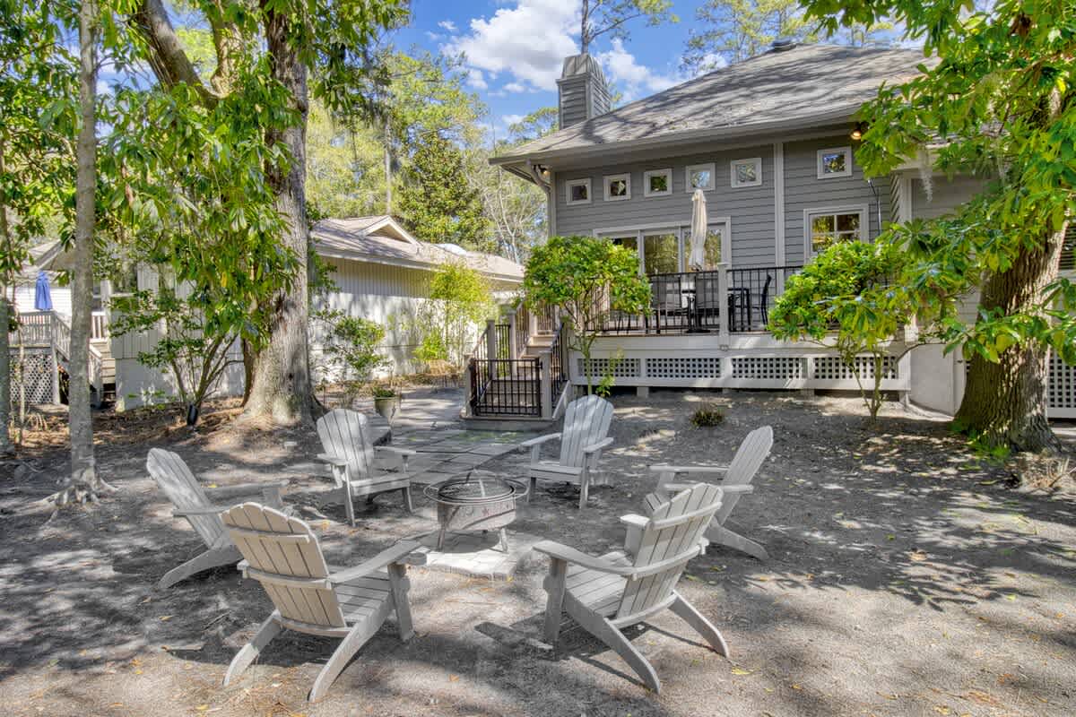 Backyard with Private Porch and Fire Pit