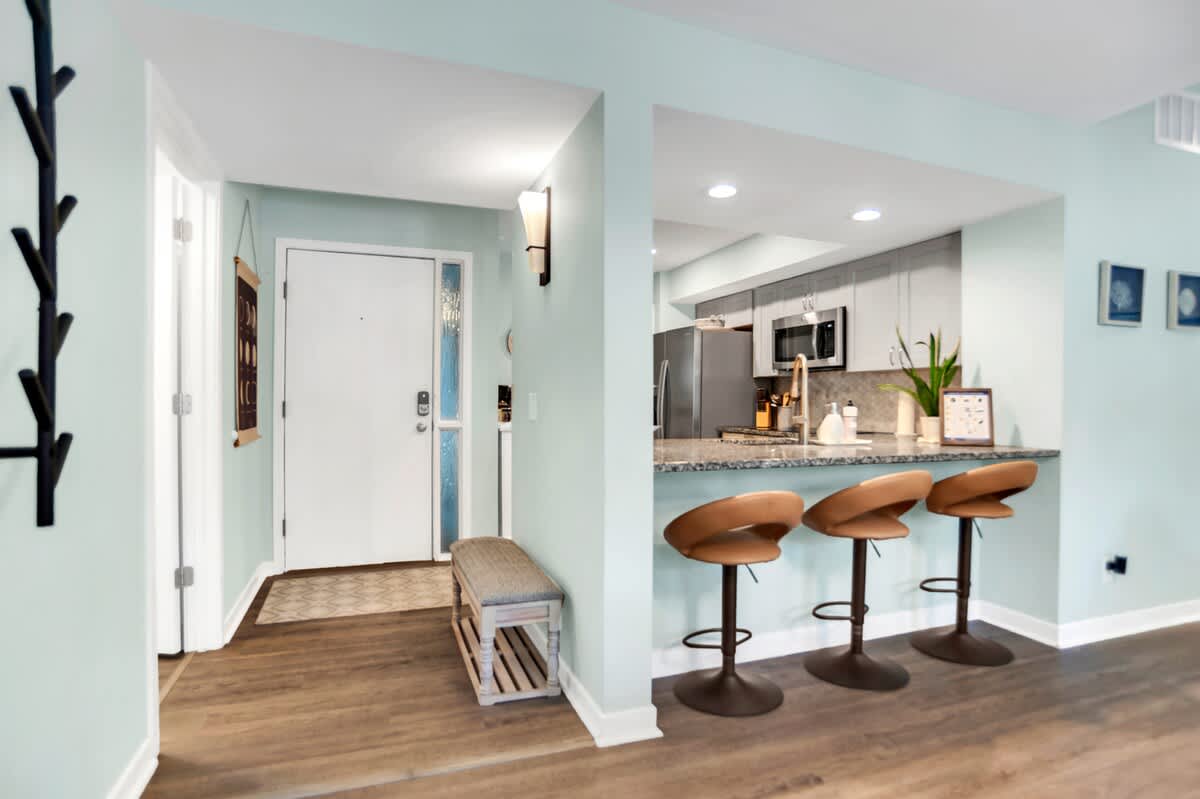 Entrance of Villa with Breakfast Bar and Kitchen