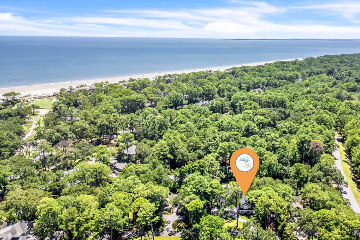 Aerial of Home and Proximity to Beach