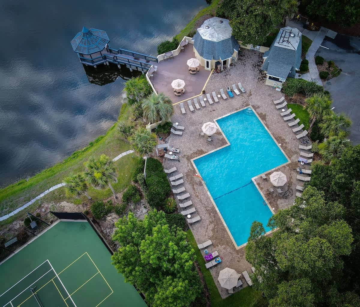 Aerial of Community Pool and Tennis Courts