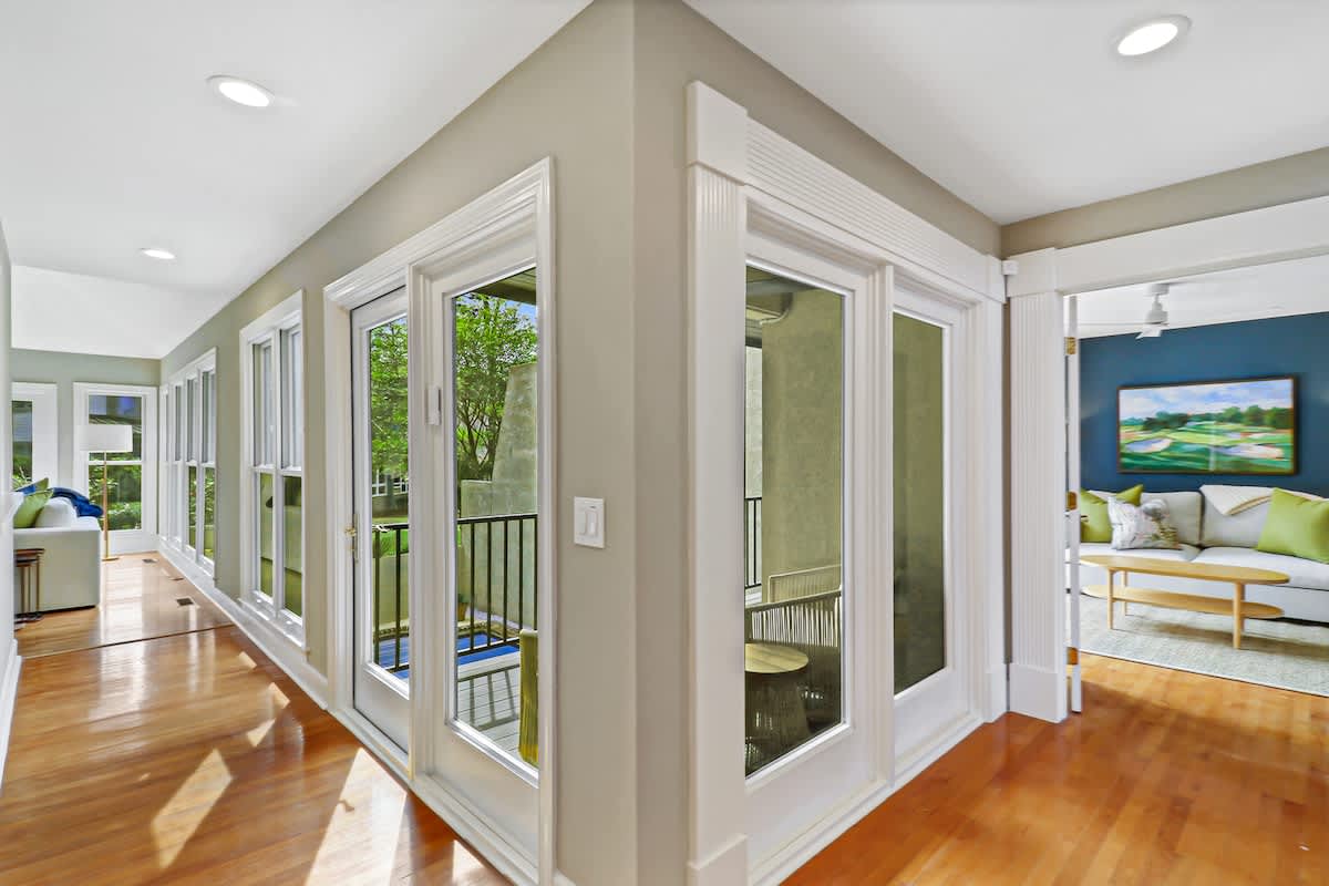 Enjoy your morning coffee in this bright corner space with beautiful hardwood floors and French doors opening to the balcony.