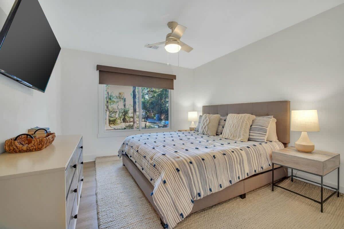 Drift into peaceful sleep in your cozy bedroom, where soft linens and warm lighting create the perfect retreat after your adventures.