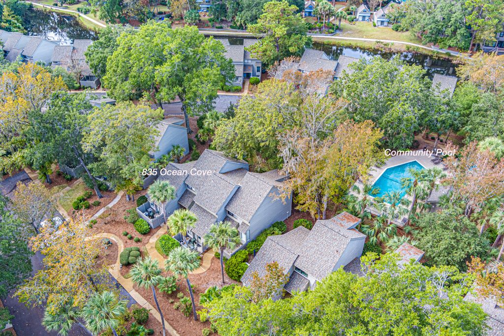 Aerial View of Villas and Community Pool