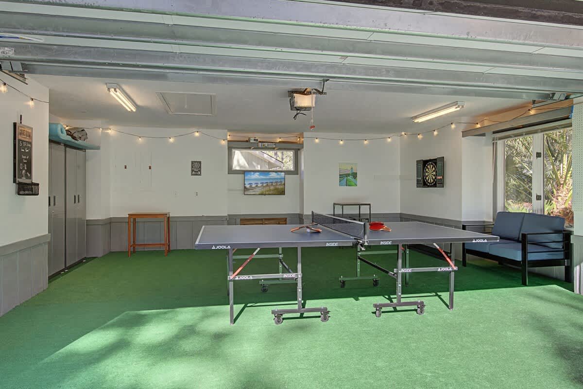 After too much fun in the sun, relax in the game room with ping pong, darts and a TV