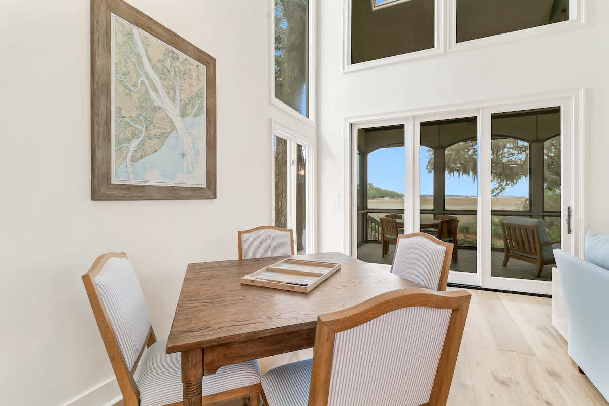Enjoy morning coffee or friendly games while enjoying marsh views.