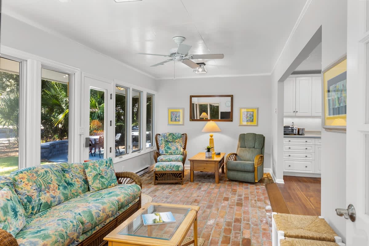 Sunroom with Unique Brick Floors