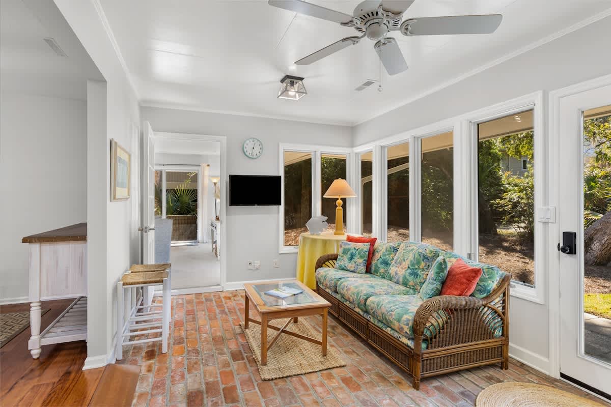 Sunroom with Unique Brick Floors