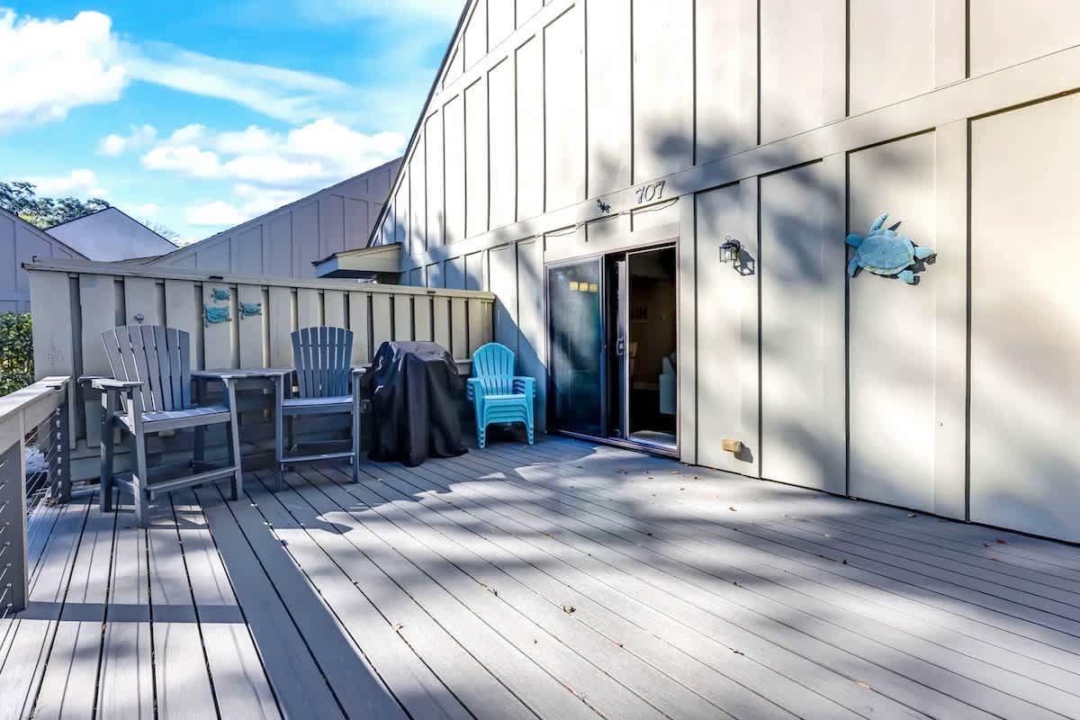 Step onto your private deck with Adirondack chairs perfect for morning coffee and sunset relaxation.