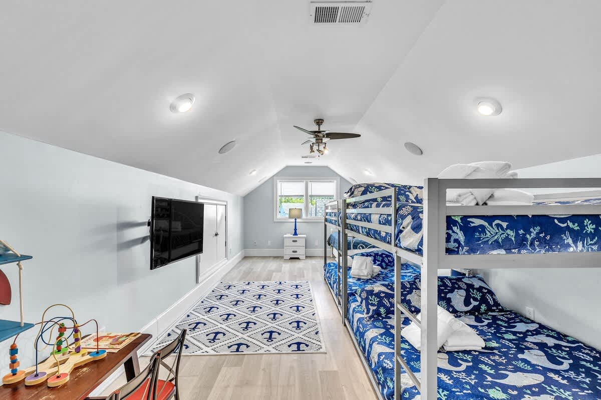 Guest Bedroom with Full Bunk Beds and Daybed with Trundle
