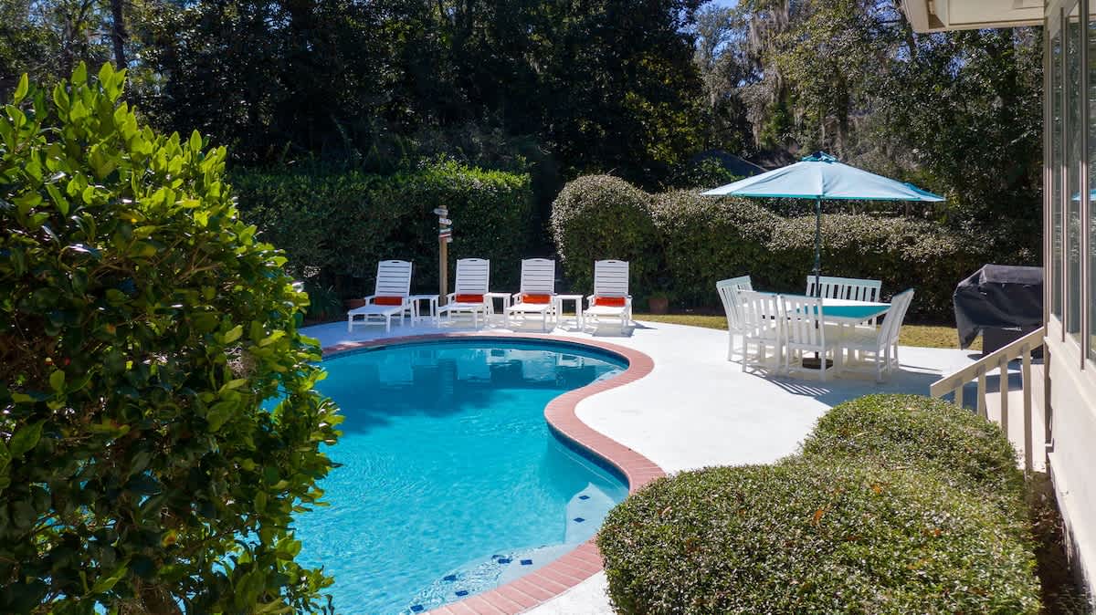Secluded Pool Area with Private Grill