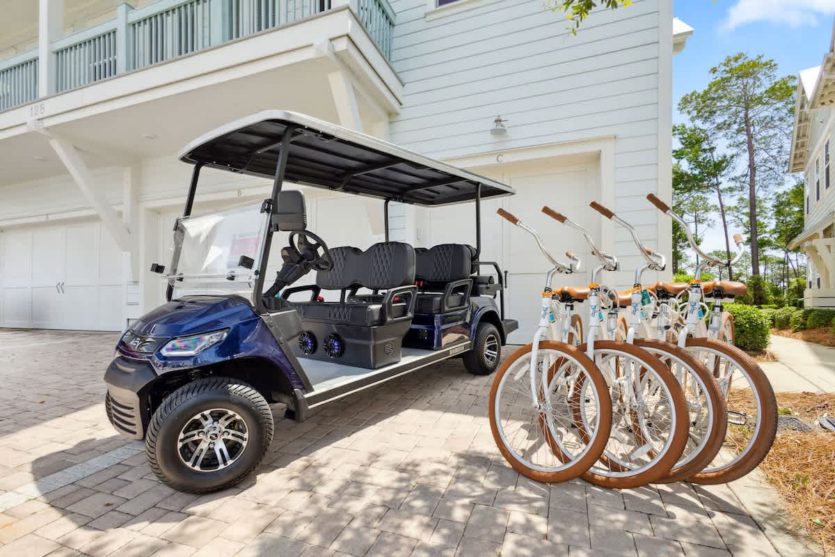 Home comes with a complimentary 6-seater golf cart and 4 adult bikes!