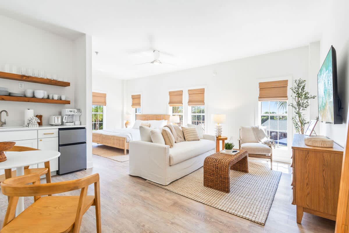 Studio condo features a comfy King bed and Queen sleeper sofa.