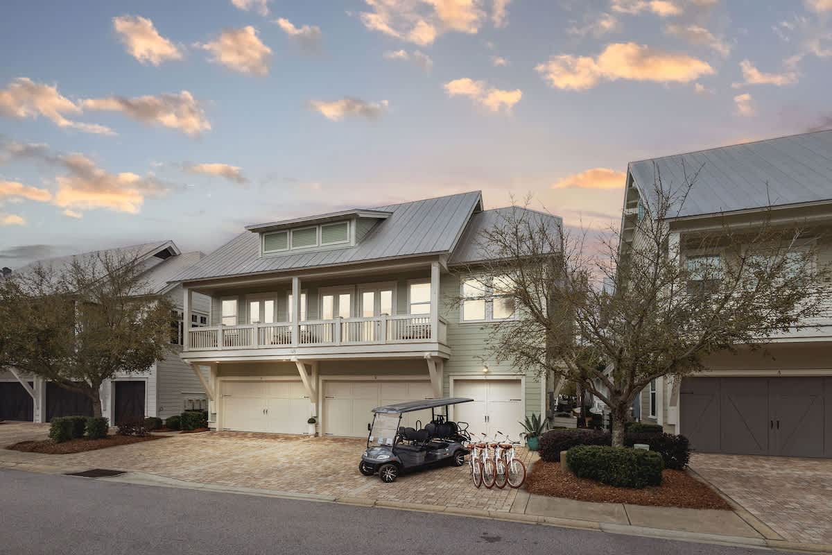 Home features a 6 seater golf cart and 4 adult bikes.