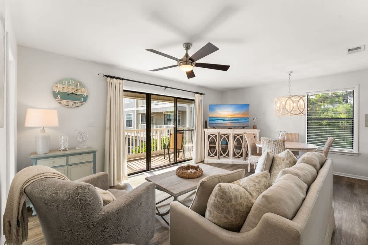 Living space with smart tv is perfect for winding down at night to watch a movie!