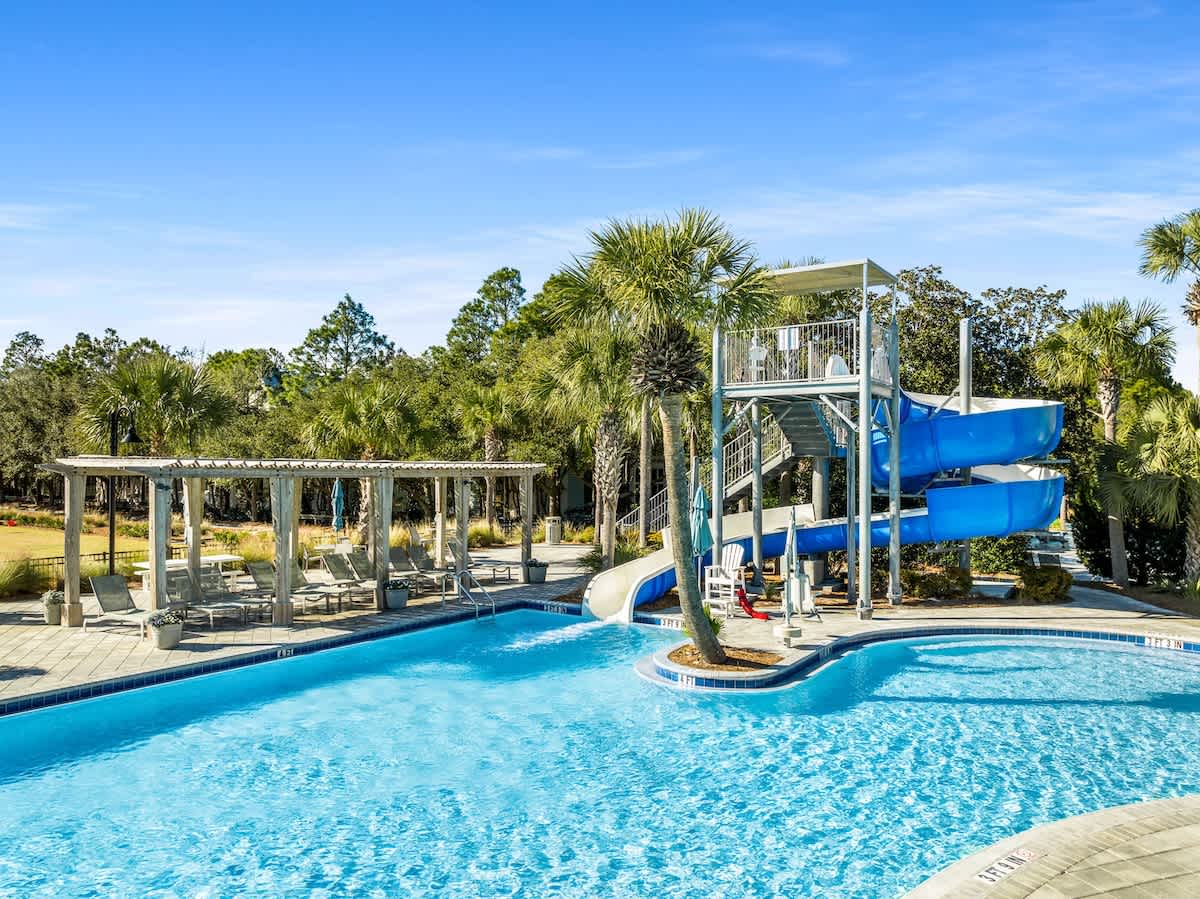 Camp Watercolor features multiple pools, slides, and lazy river!