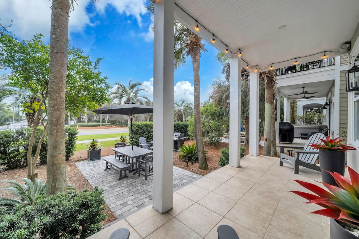 Enjoy the private covered patio with seating, with easy access to Hwy 30A!