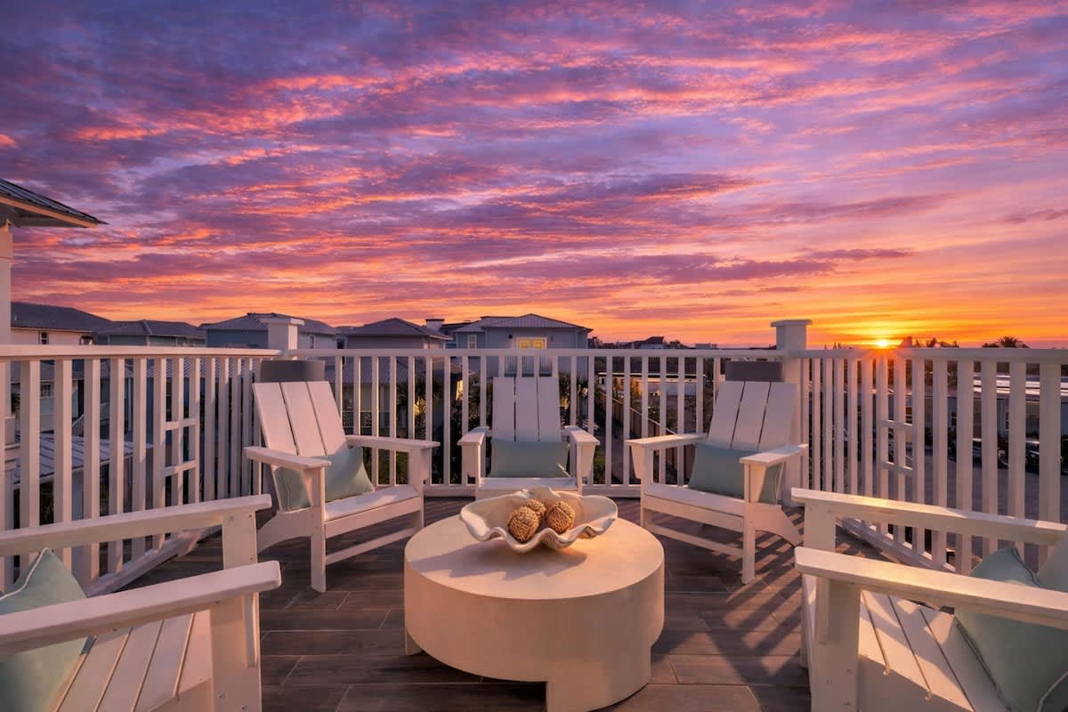 Enjoy the private third floor deck with seating, perfect spot to catch those 30a sunrise + sunsets