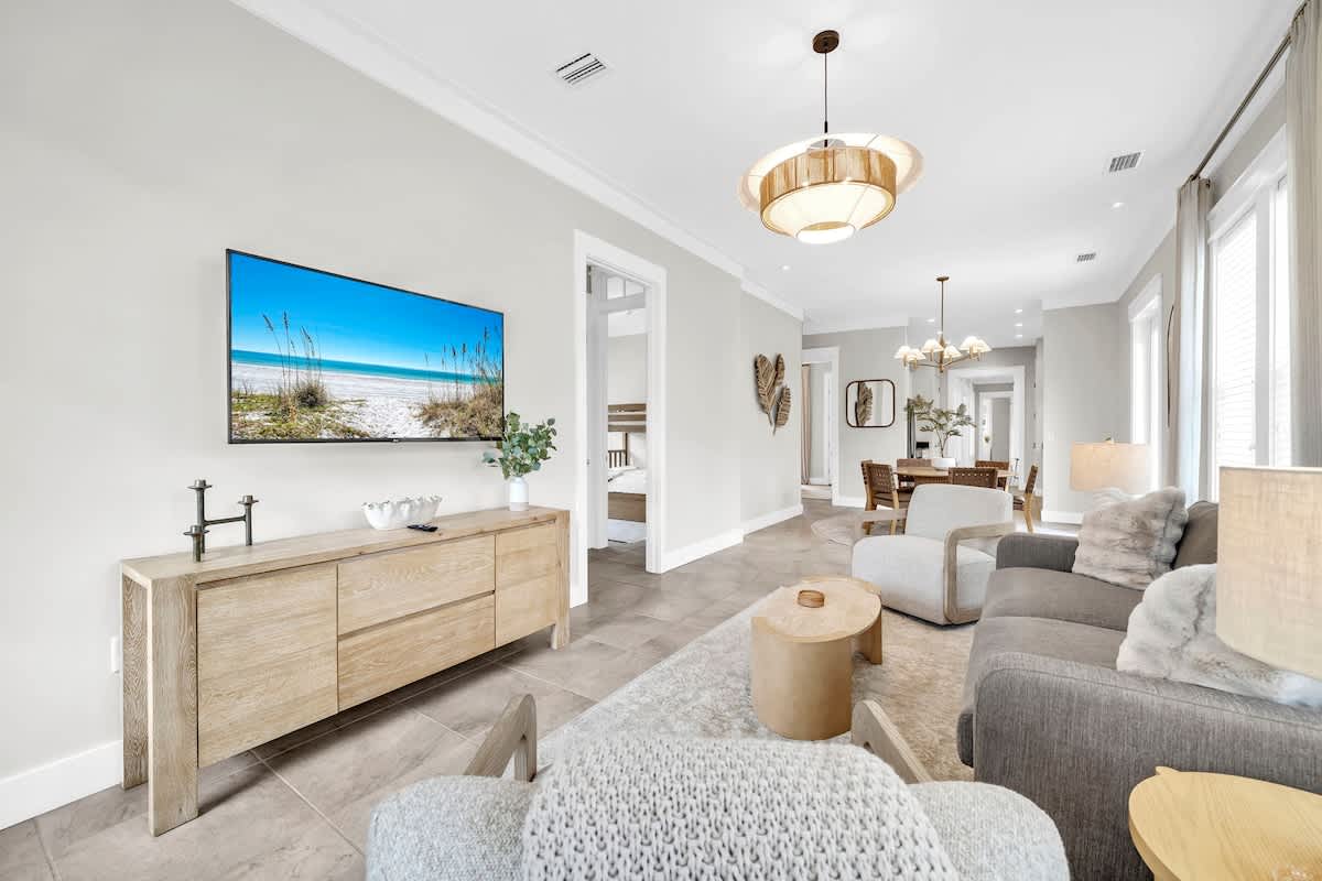 Open space living & room with smart tv