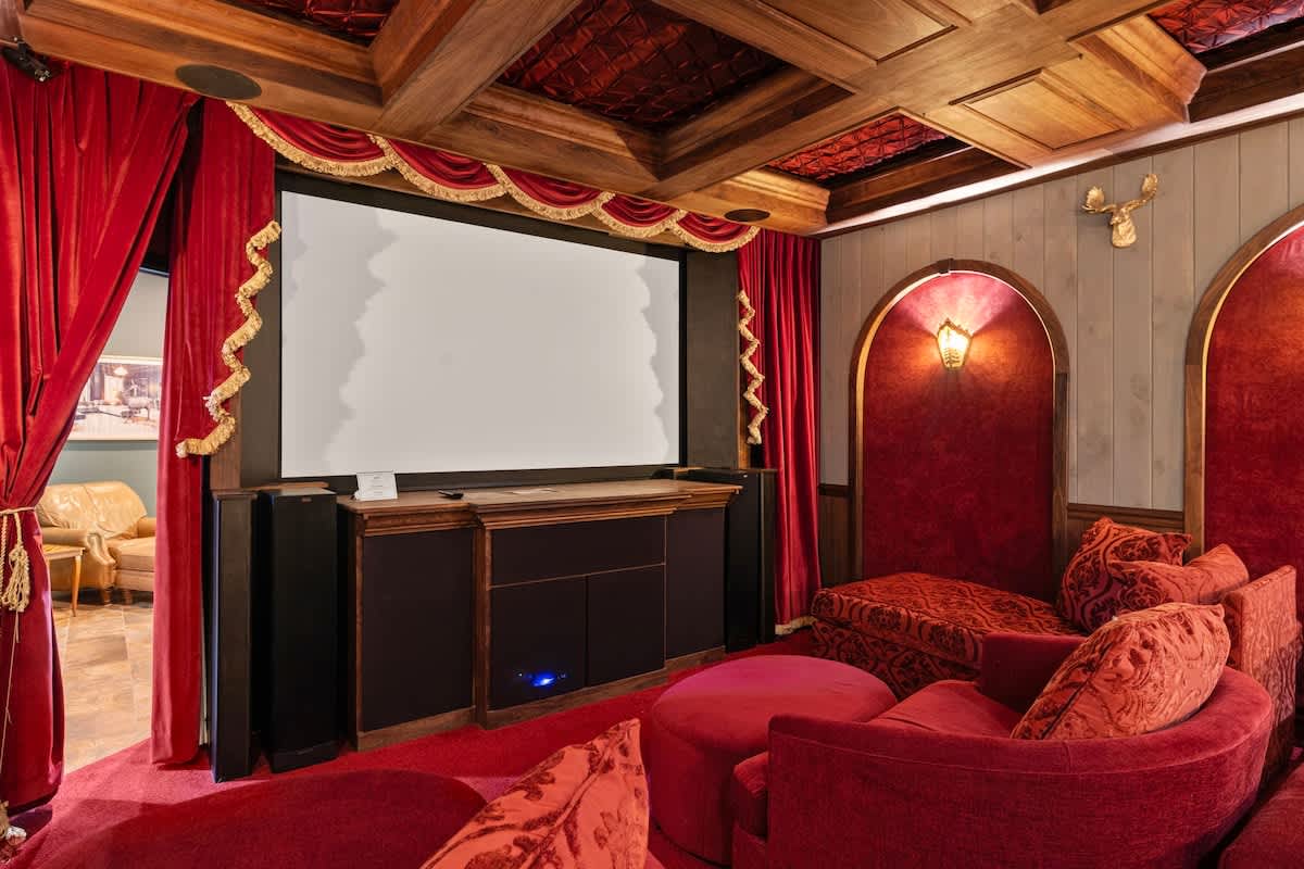 Movie nights are taken to an entirely new level in the posh screening room .