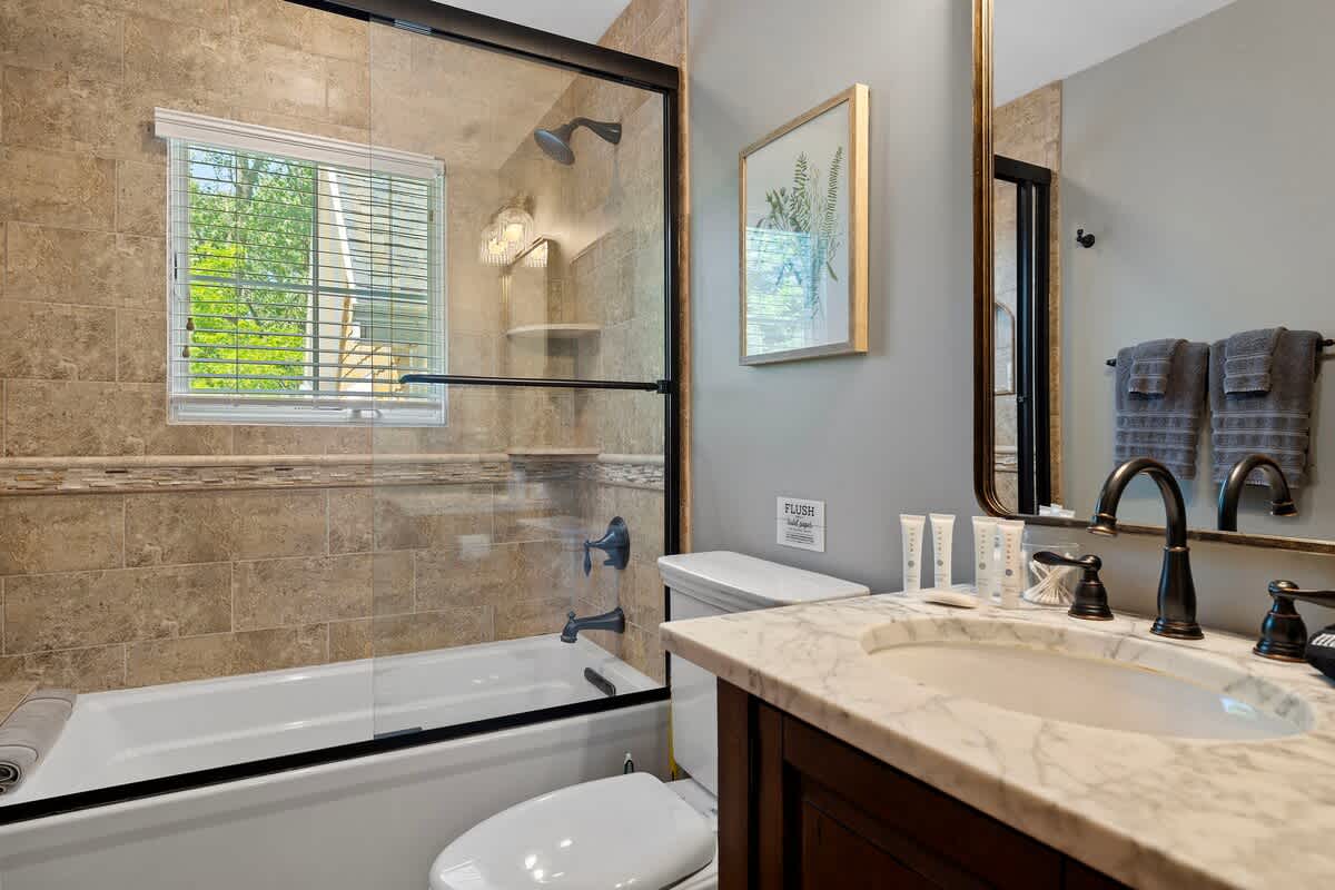 More than one bathtub in the home provides convenient options for bathing children.